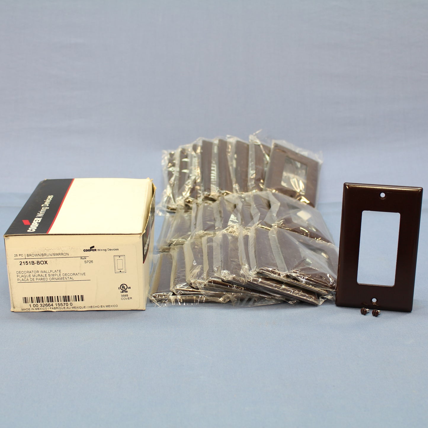 Cooper 2151B Brown 1-Gang Decorator GFCI Plastic Standard Wallplate Cover 25pcs