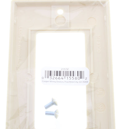 Cooper 2151V Ivory 1-Gang Standard Decorator GFI GFCI Cover Thermoset Wallplate