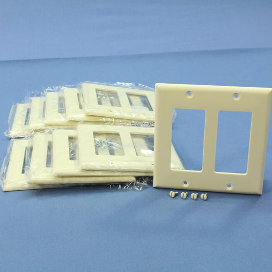 Cooper 2152A Almond 2-Gang Decorator Thermoset Wallplates GFCI GFI Cover 10pcs