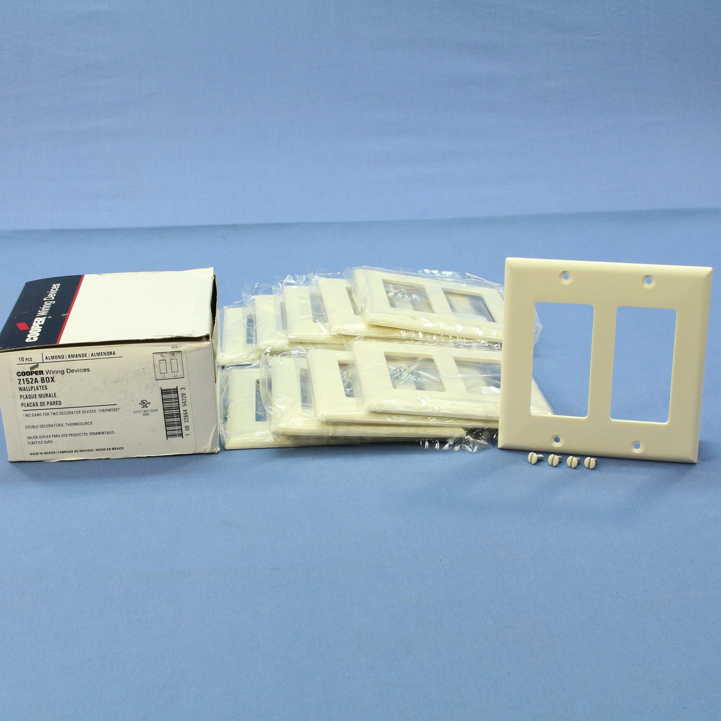 Cooper 2152A Almond 2-Gang Decorator Thermoset Wallplates GFCI GFI Cover 10pcs