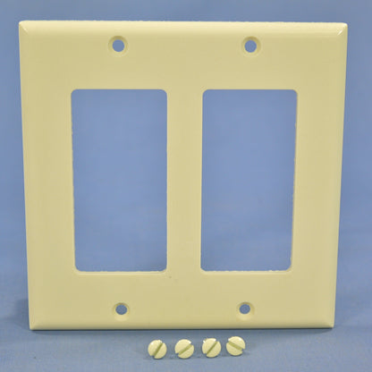 Cooper 2152A Almond 2-Gang Decorator Thermoset Wallplates GFCI GFI Cover 2-Pack