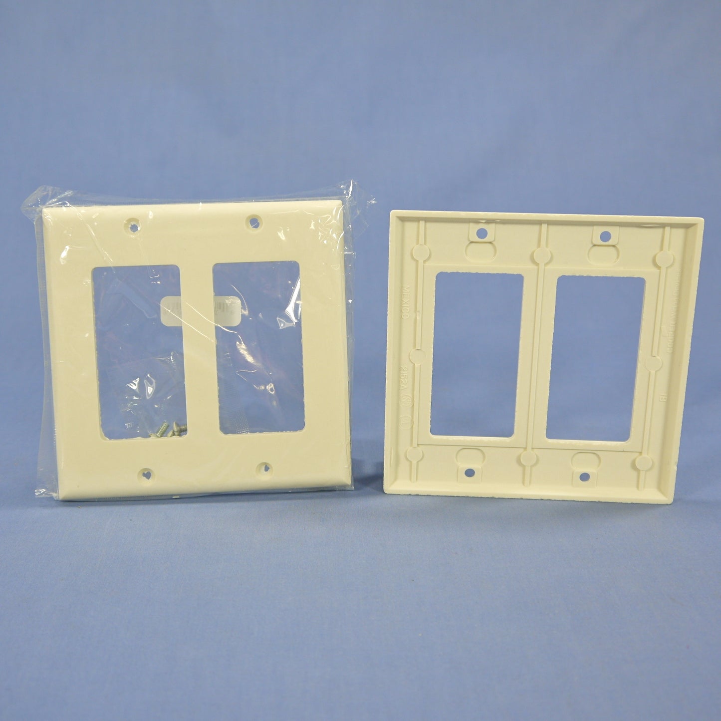Cooper 2152A Almond 2-Gang Decorator Thermoset Wallplates GFCI GFI Cover 2-Pack