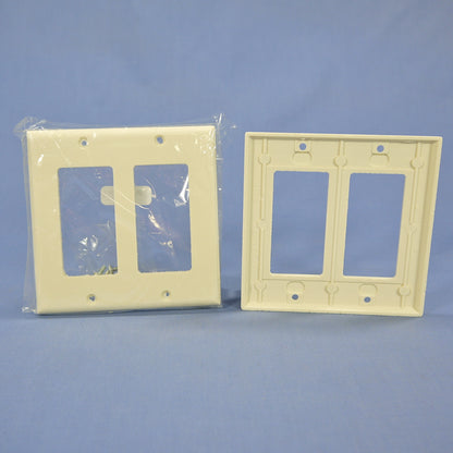 Cooper 2152A Almond 2-Gang Decorator Thermoset Wallplates GFCI GFI Cover 2-Pack