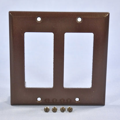 Cooper 2152B Brown 2-Gang Decorator Standard Thermoset Wallplate GFCI GFI Cover