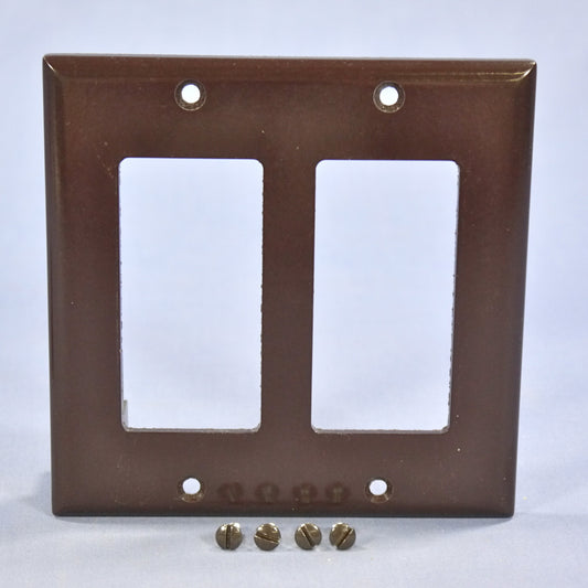 Cooper 2152B Brown 2-Gang Decorator Standard Thermoset Wallplate GFCI GFI Cover