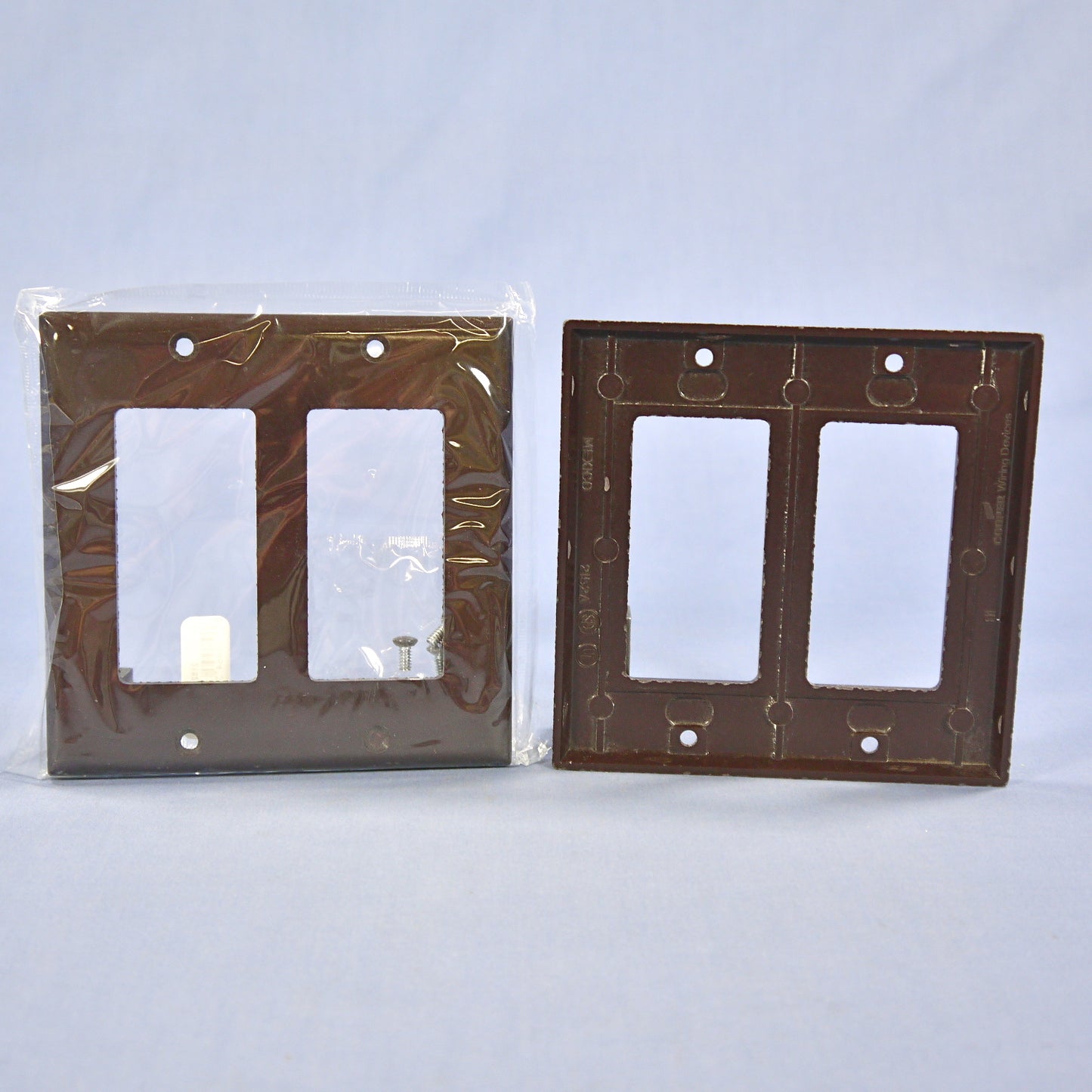 Cooper 2152B Brown 2-Gang Decorator Thermoset Wallplates GFCI GFI Cover 2-Pack