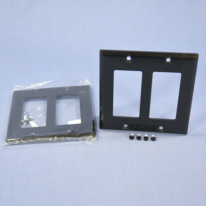 Cooper 2152BK Black 2-Gang Decorator GFCI GFI Thermoset Wallplates Cover 2-pack