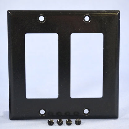 Cooper 2152BK Black 2-Gang Decorator GFCI GFI Thermoset Wallplates Cover 2-pack
