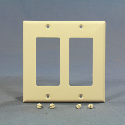 Cooper 2152LA Light Almond 2-Gang Decorator Thermoset Wallplate GFCI GFI Cover