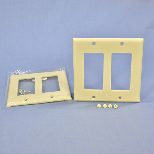Cooper 2152V Ivory 2-Gang Decorator Thermoset Wallplates GFCI GFI Cover 2-Pack