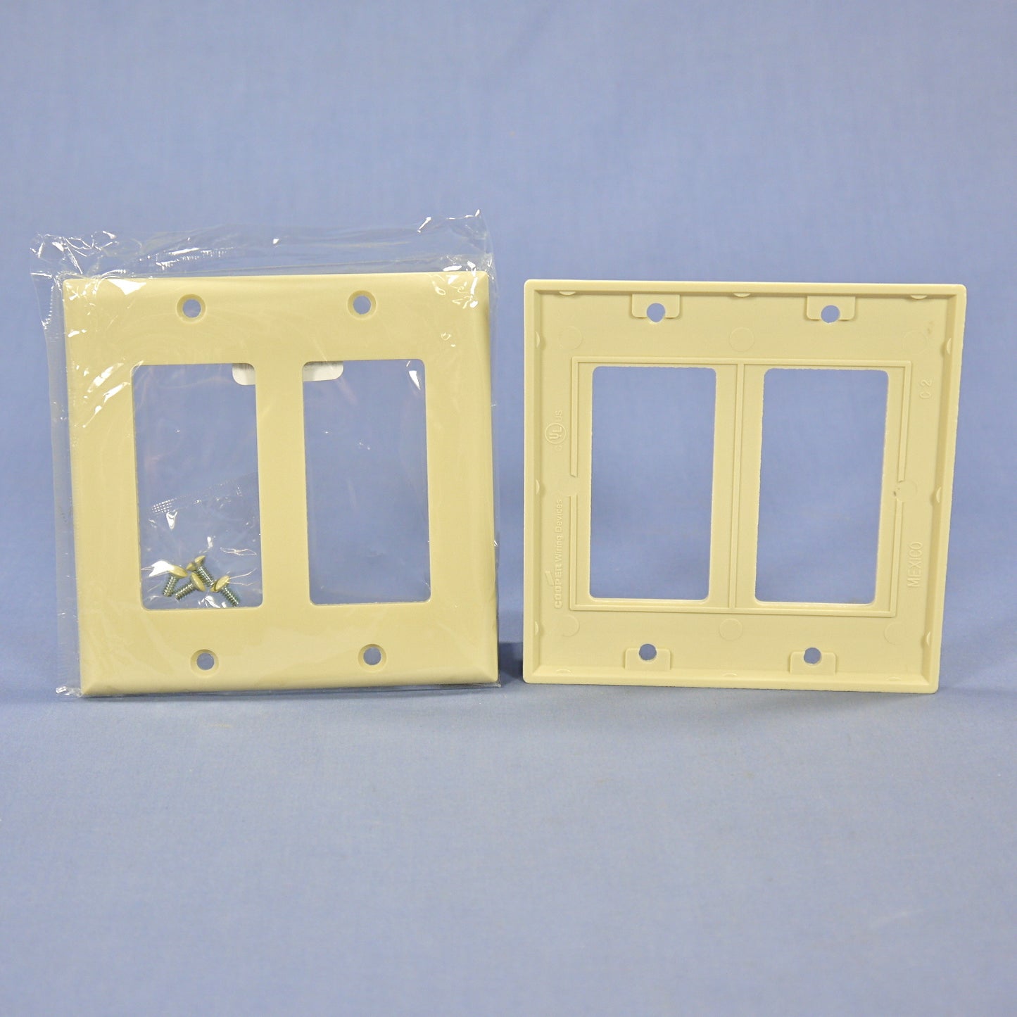 Cooper 2152V Ivory 2-Gang Decorator Thermoset Wallplates GFCI GFI Cover 2-Pack