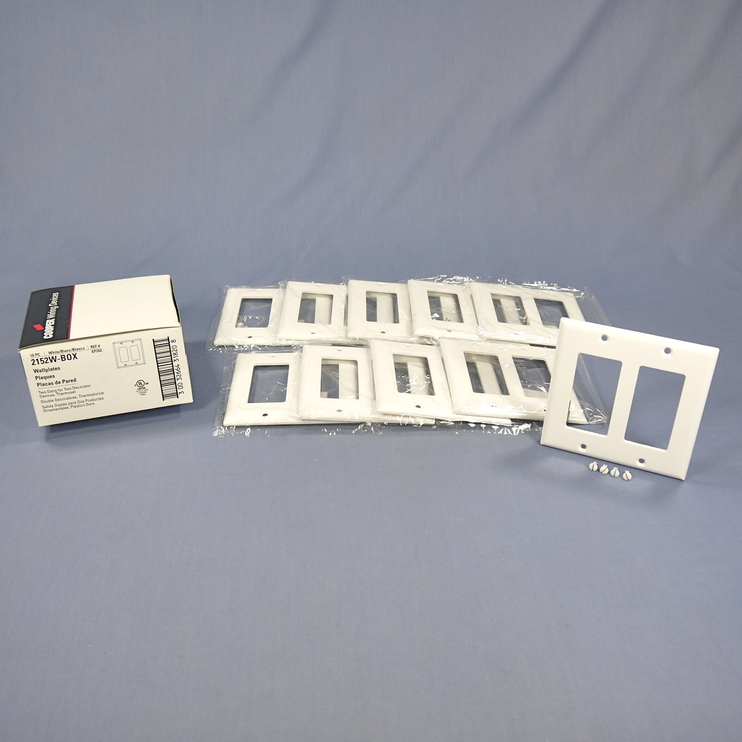 Cooper 2152W White 2-Gang Decorator Thermoset Wallplates GFCI GFI Cover 10pcs