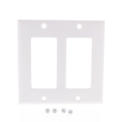Cooper 2152W White 2-Gang Decorator Standard GFCI Thermoset Plastic Wallplate