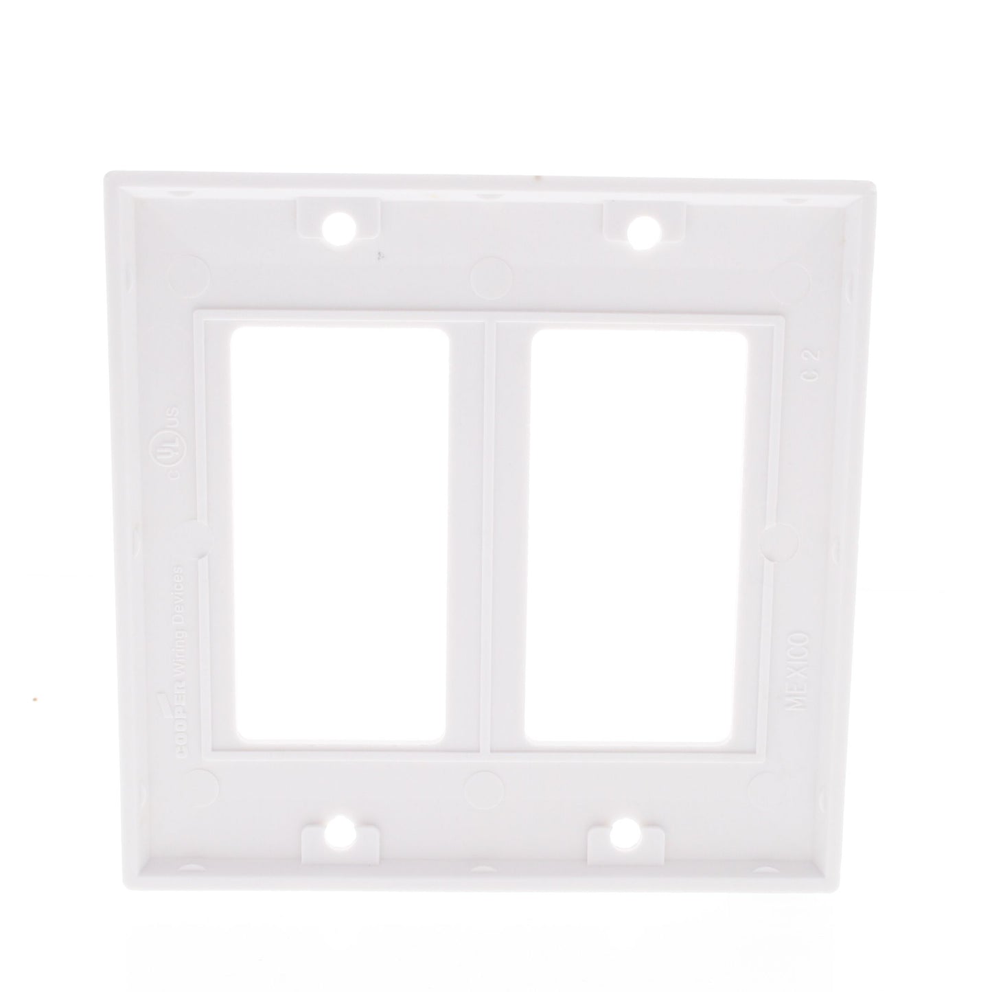 Cooper 2152W White 2-Gang Decorator Standard GFCI Thermoset Plastic Wallplate