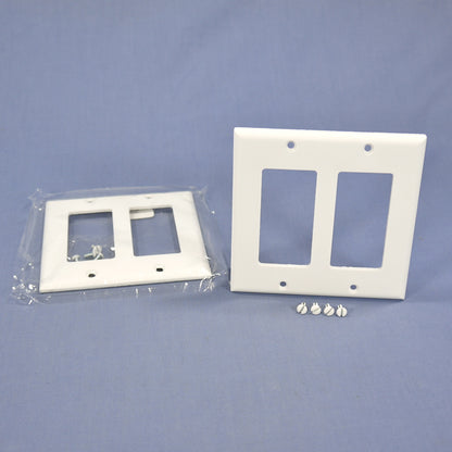 Cooper 2152W White 2-Gang Decorator Thermoset Wallplates GFCI GFI Cover 2-Pack