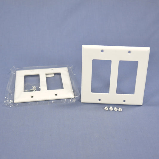 Cooper 2152W White 2-Gang Decorator Thermoset Wallplates GFCI GFI Cover 2-Pack