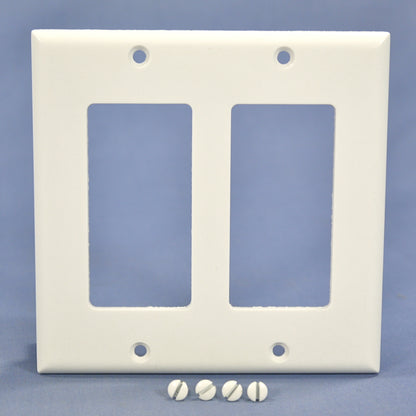 Cooper 2152W White 2-Gang Decorator Thermoset Wallplates GFCI GFI Cover 2-Pack