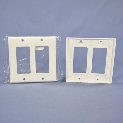 Cooper 2152W White 2-Gang Decorator Thermoset Wallplates GFCI GFI Cover 2-Pack