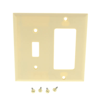 Cooper 2153V Ivory 2-Gang Decorator GFCI Switch Cover Outlet Thermoset Wallplate