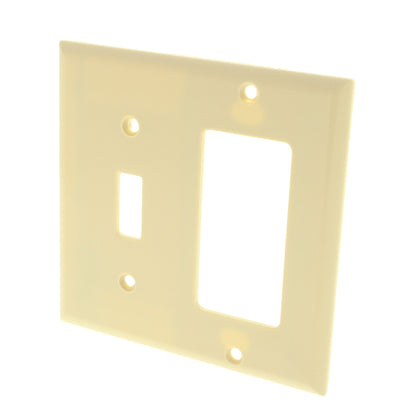Cooper 2153V Ivory 2-Gang Decorator GFCI Switch Cover Outlet Thermoset Wallplate