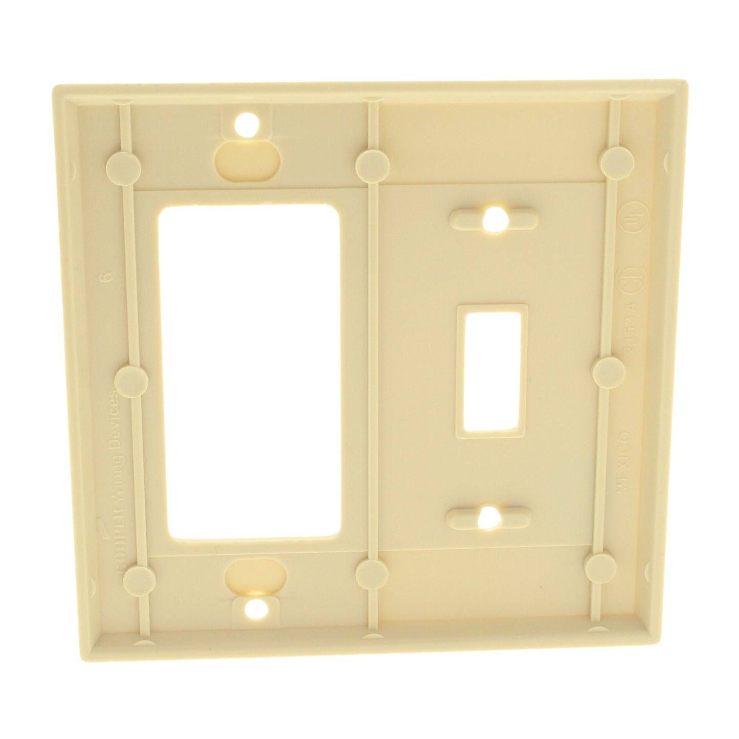 Cooper 2153V Ivory 2-Gang Decorator GFCI Switch Cover Outlet Thermoset Wallplate