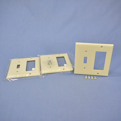 Cooper 2153V Ivory 2-Gang Toggle Decorator Plastic Standard Wallplate Cover 3pcs