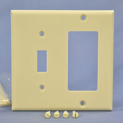 Cooper 2153V Ivory 2-Gang Toggle Decorator Plastic Standard Wallplate Cover 3pcs