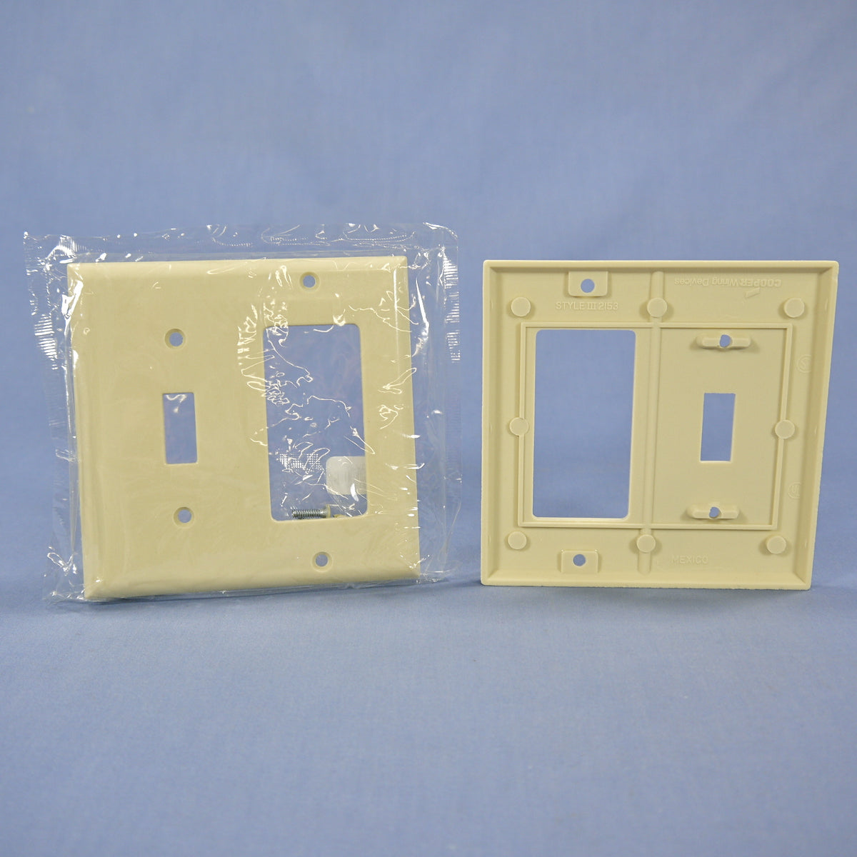 Cooper 2153V Ivory 2-Gang Toggle Decorator Plastic Standard Wallplate Cover 3pcs