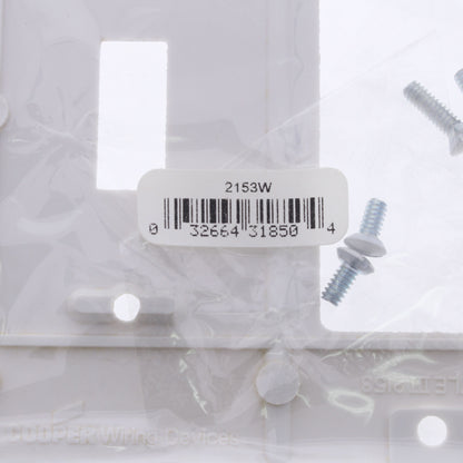 Cooper 2153W White 2-Gang Decorator GFCI Toggle Switch Thermoset Wallplates 3pcs