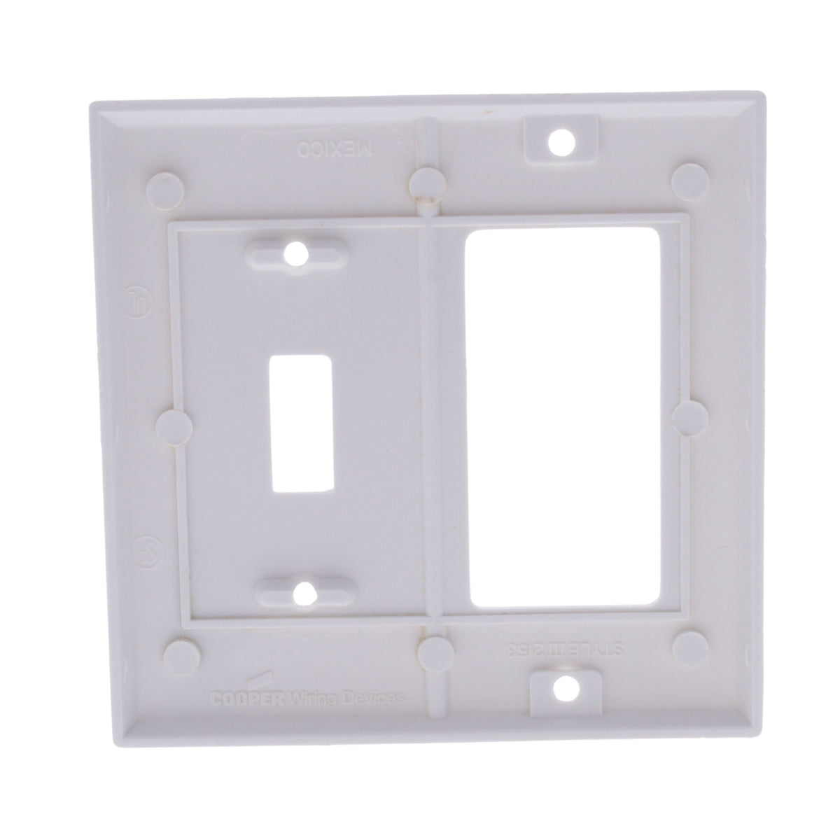 Cooper 2153W White 2-Gang Decorator GFCI Toggle Switch Thermoset Wallplates 3pcs