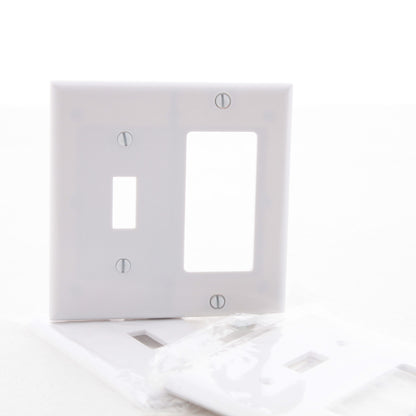 Cooper 2153W White 2-Gang Decorator GFCI Toggle Switch Thermoset Wallplates 3pcs