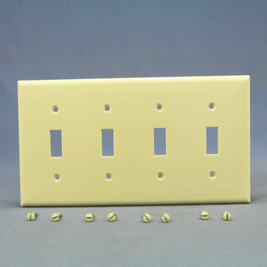 Cooper 2154A Almond 4-Gang Toggle Switch Thermoset Wallplate Standard Size Cover