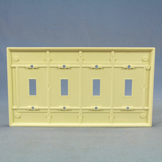 Cooper 2154A Almond 4-Gang Toggle Switch Thermoset Wallplate Standard Size Cover