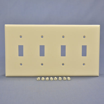 Cooper 2154LA Light Almond Toggle Light Switch Cover 4-Gang Thermoset Wallplate