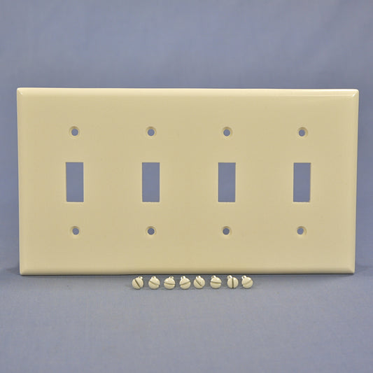Cooper 2154LA Light Almond Toggle Light Switch Cover 4-Gang Thermoset Wallplate