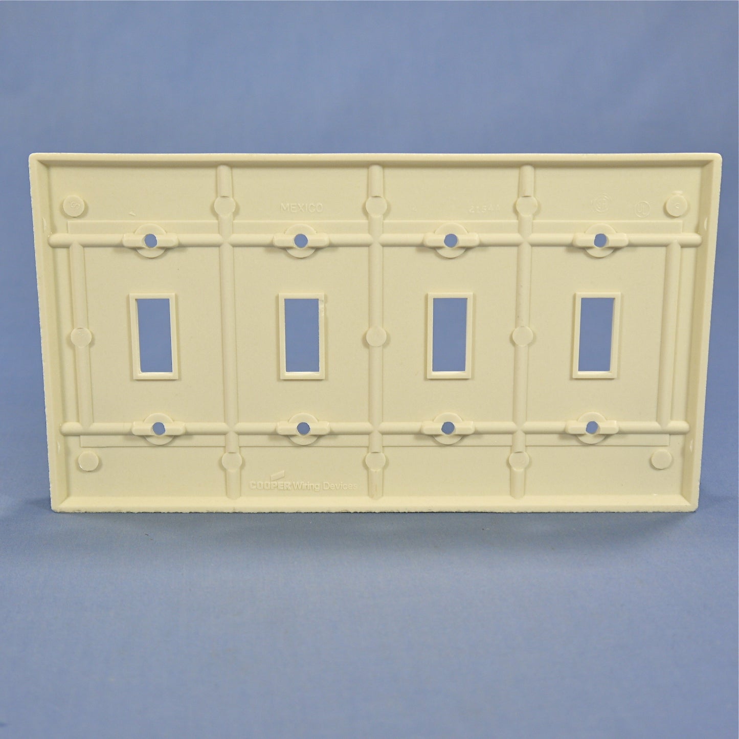 Cooper 2154LA Light Almond Toggle Light Switch Cover 4-Gang Thermoset Wallplate