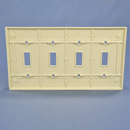 Cooper 2154LA Light Almond Toggle Light Switch Cover 4-Gang Thermoset Wallplate