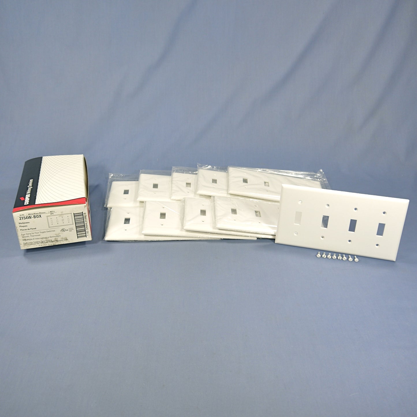 Cooper 2154W White 4-Gang Toggle Light Switch Cover Thermoset Wallplates 10pcs
