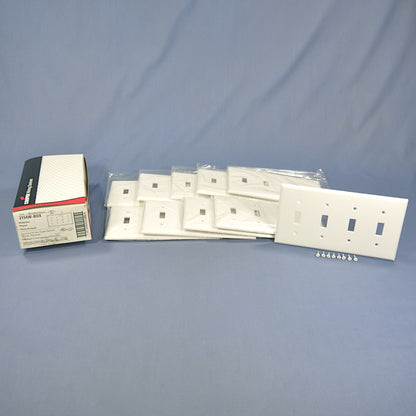Cooper 2154W White 4-Gang Toggle Light Switch Cover Thermoset Wallplates 10pcs