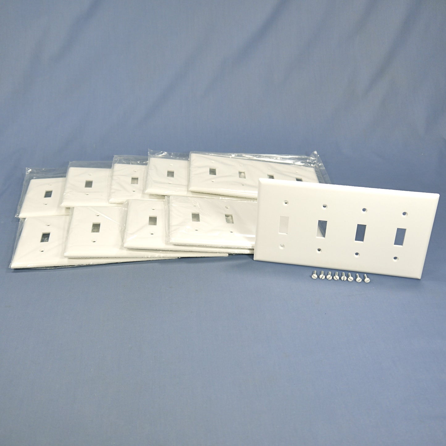 Cooper 2154W White 4-Gang Toggle Light Switch Cover Thermoset Wallplates 10pcs
