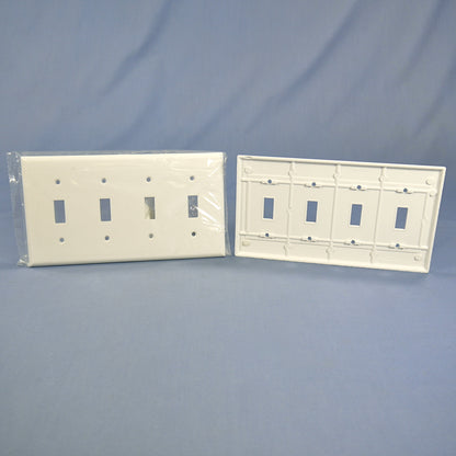 Cooper 2154W White 4-Gang Toggle Light Switch Cover Thermoset Wallplates 10pcs