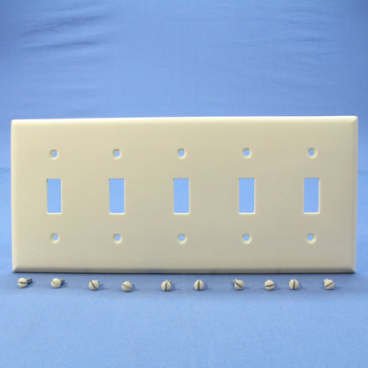 Cooper 2155LA Light Almond 5-Gang Toggle Light Switch Cover Thermoset Wallplate