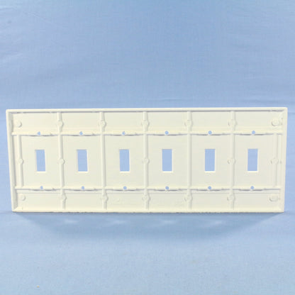 Cooper 2156W White Plastic 6-Gang Toggle Light Switch Cover Thermoset Wallplate