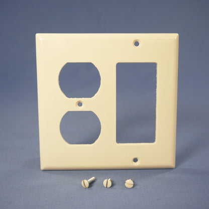 Cooper 2157LA Light Almond Decorator GFCI Duplex Outlet 2-Gang Plastic Wallplate