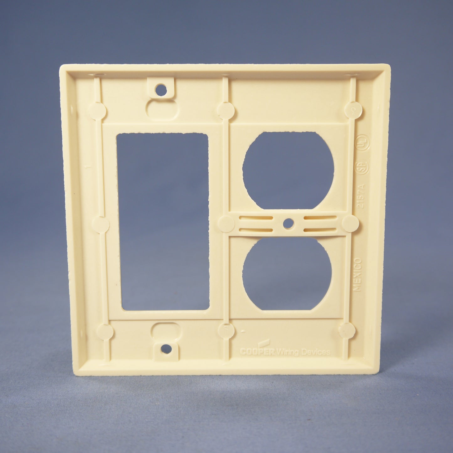 Cooper 2157LA Light Almond Decorator GFCI Duplex Outlet 2-Gang Plastic Wallplate