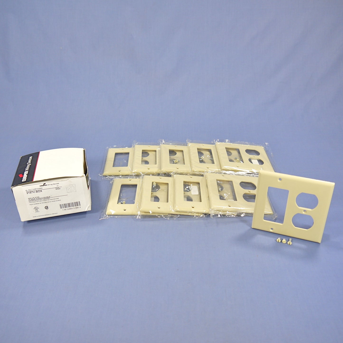 Cooper 2157V Ivory 2-Gang Decorator GFCI Duplex Outlet Thermoset Plastic Cover