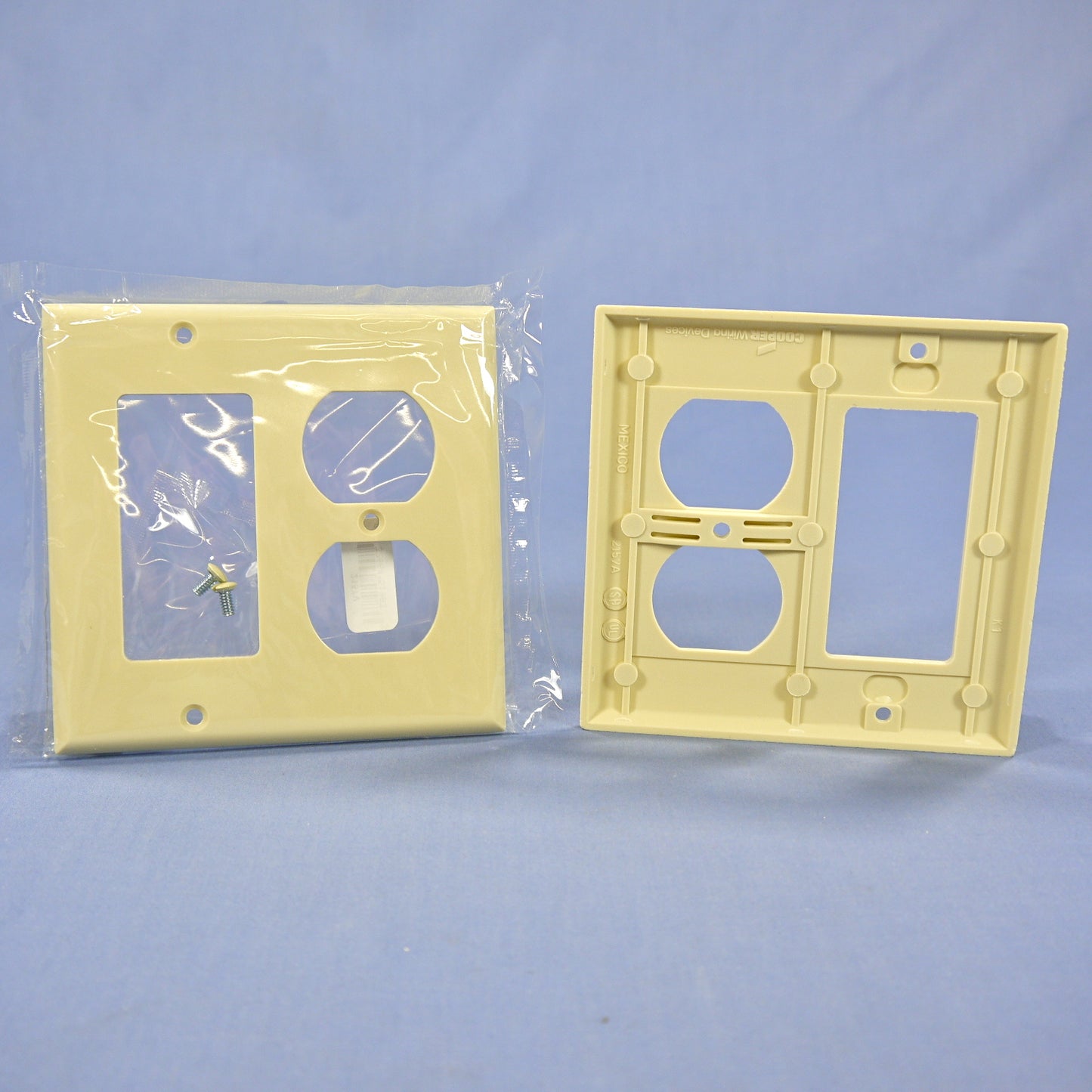 Cooper 2157V Ivory 2-Gang Decorator GFCI Duplex Outlet Thermoset Plastic Cover