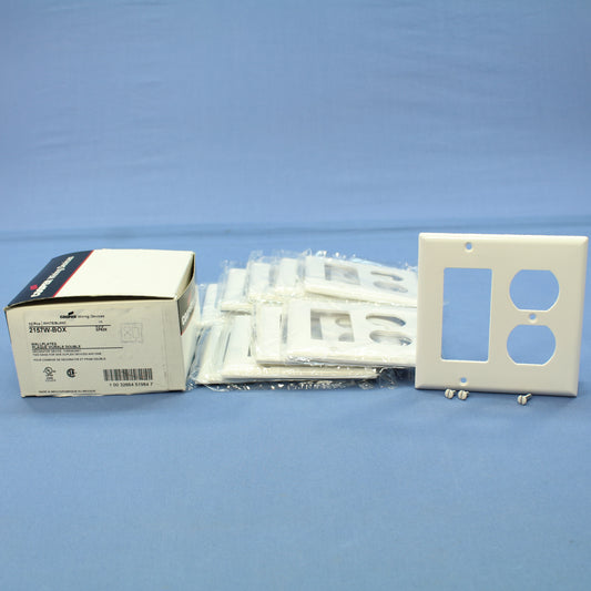 Cooper 2157W White 2-Gang Decorator GFCI Duplex Outlet Thermoset Cover 10-Pack