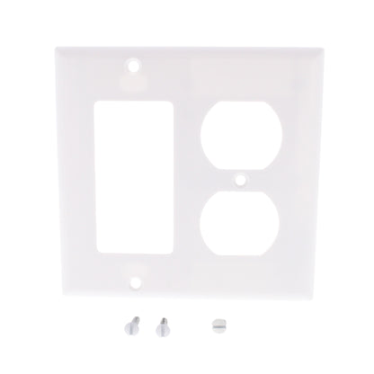 Cooper 2157W White Decorator GFCI Duplex Receptacle 2-Gang Plastic Wallplate GFI