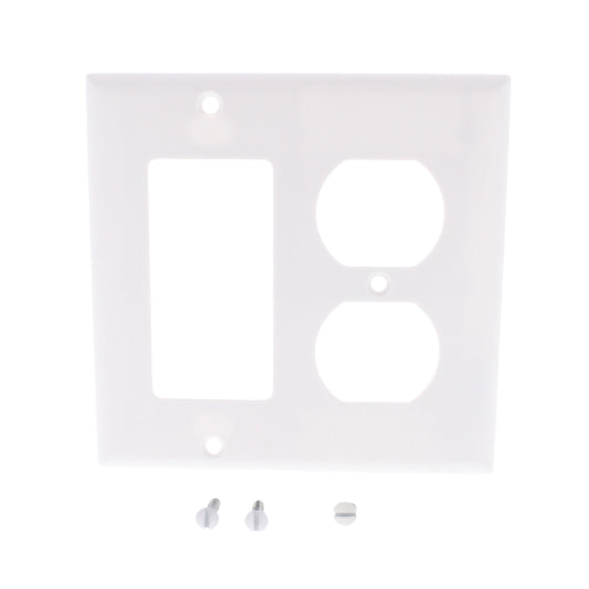 Cooper 2157W White Decorator GFCI Duplex Receptacle 2-Gang Plastic Wallplate GFI